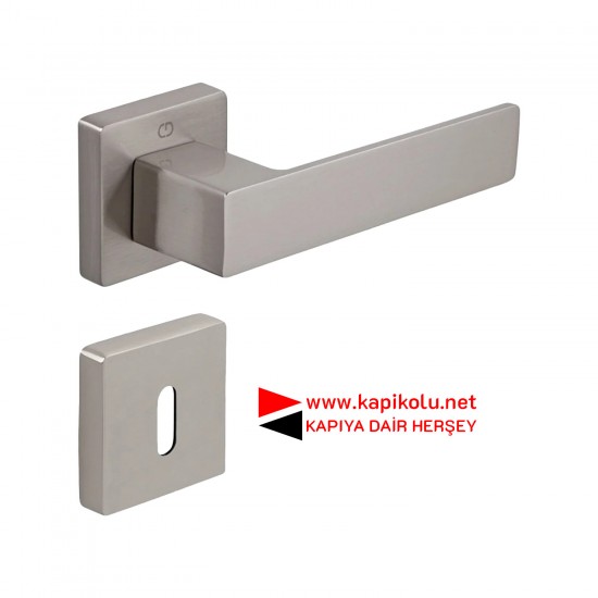 Çebi Lüks Zamak Kare Rozetli Kapı Kolu CUBE Saten Çebi Lüks Zamak Kare Rozetli Kapı Kolu CUBE Saten