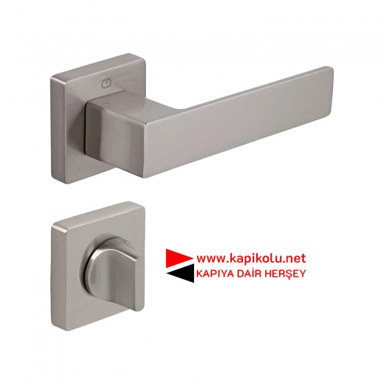 Çebi Lüks Zamak Kare Rozetli Kapı Kolu CUBE Saten Çebi Lüks Zamak Kare Rozetli Kapı Kolu CUBE Saten
