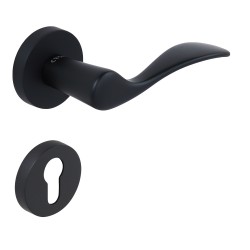 Çebi Croma Lüks Zamak Yuvarlak Rozetli Kapı Kolu EVA Siyah Oda