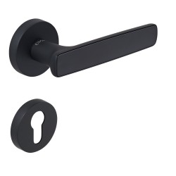 Çebi Croma Lüks Zamak Yuvarlak Rozetli Kapı Kolu SERA Siyah Oda