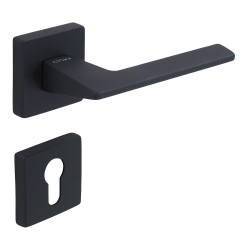 Çebi Croma Lüks Zamak Kare Rozetli Kapı Kolu VIA Siyah Oda