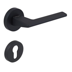 Çebi Croma Lüks Zamak Yuvarlak Rozetli Kapı Kolu VIA Siyah Oda